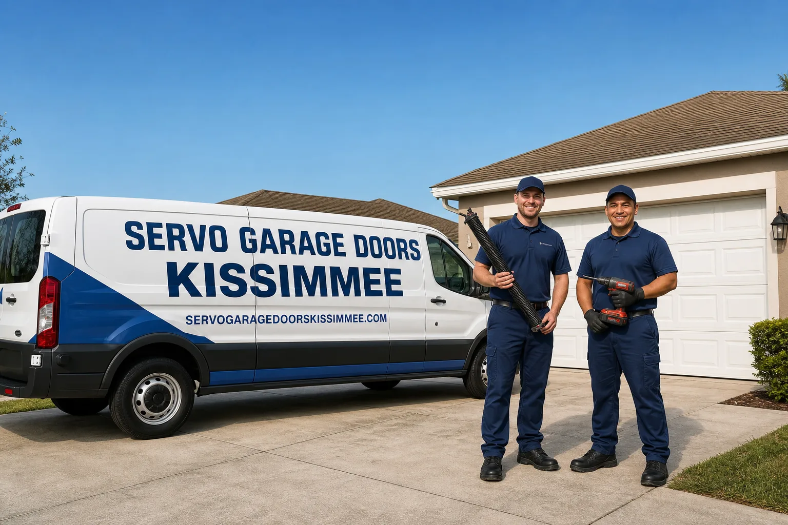 Servo Garage Doors Kissimmee garage door service vehicle and crew in Kissimmee, FL